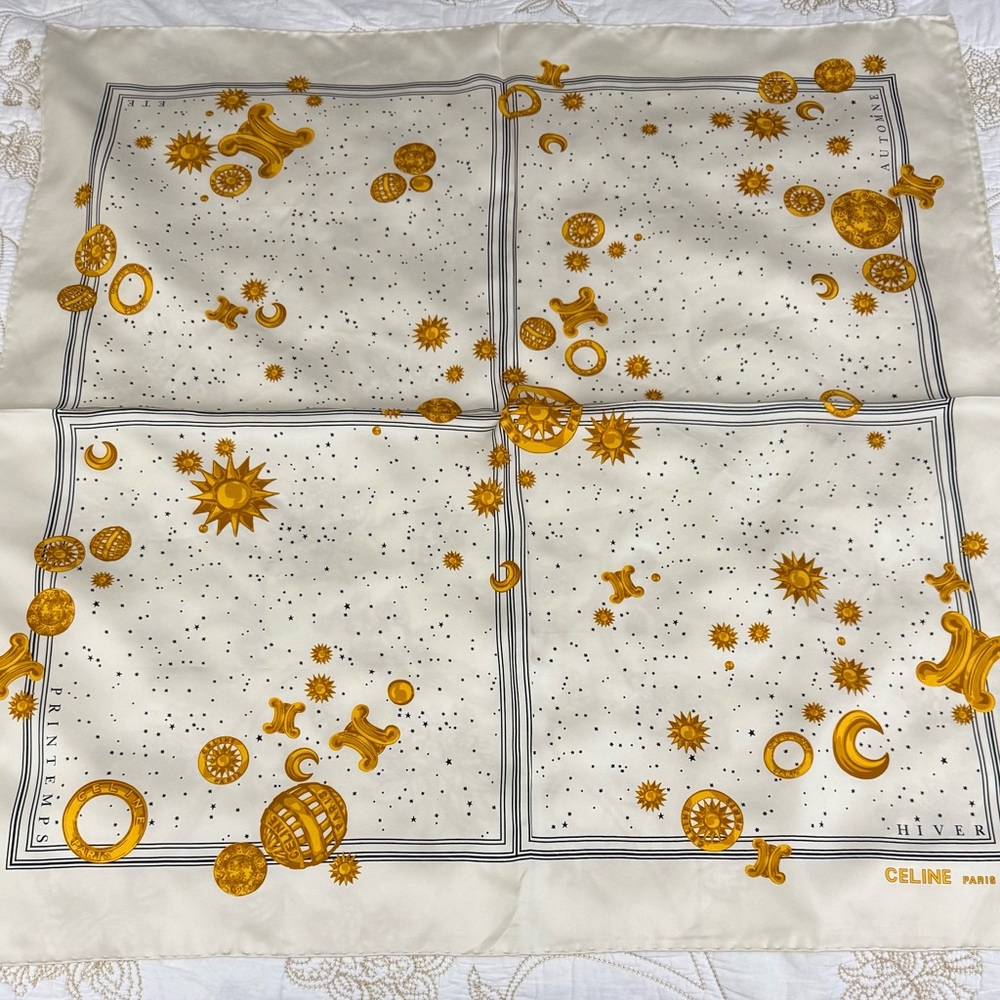 Celine Cream and Gold Celestial Scarf - Picture 2 of 11